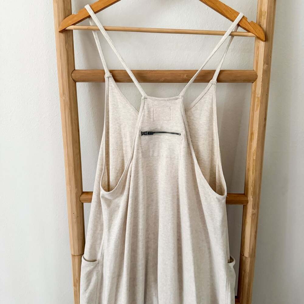 Free People Movement Hot Shot Jumpsuit Small Oatmeal Harem Overalls Cotton - Picture 9 of 12